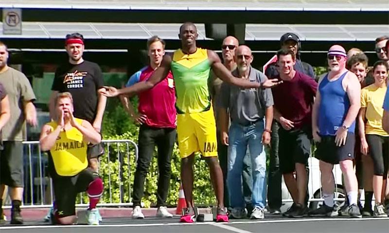 Bolt races James Corden and staff of Late Late Show