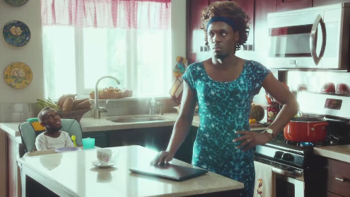 Usain Bolt as lady in commercial