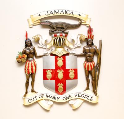 Out of many one people the motto of Jamaica Jamaican crest pictures of Jamaican crest