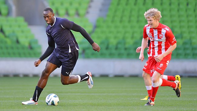 Usain Bolt play football for Jamaica reggae Boyz Manchester United