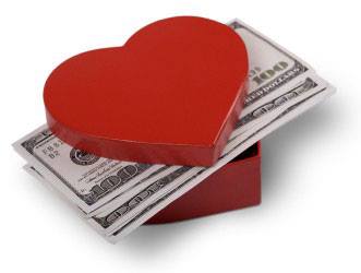 use money to buy love heart