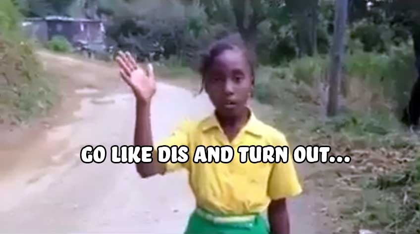 little Jamaican girl giving directions