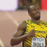 Bolt after winning heat at World Champs via Youtube