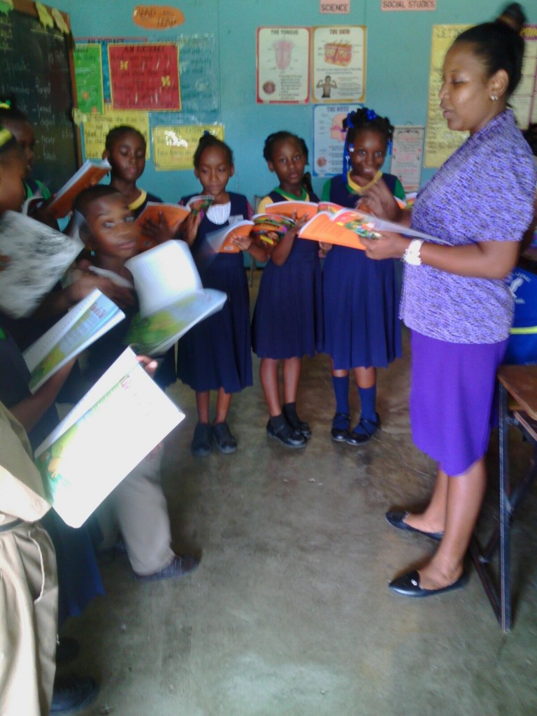 Students of Martin School using the English Literature and English Language books donated by the United Districts of Islington.