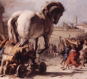 "Theprocessionofthetrojanhorseintroybygiovannidomenicotiepolo" by Giovanni Domenico Tiepolo - Own work. Licensed under Public Domain via Commons.