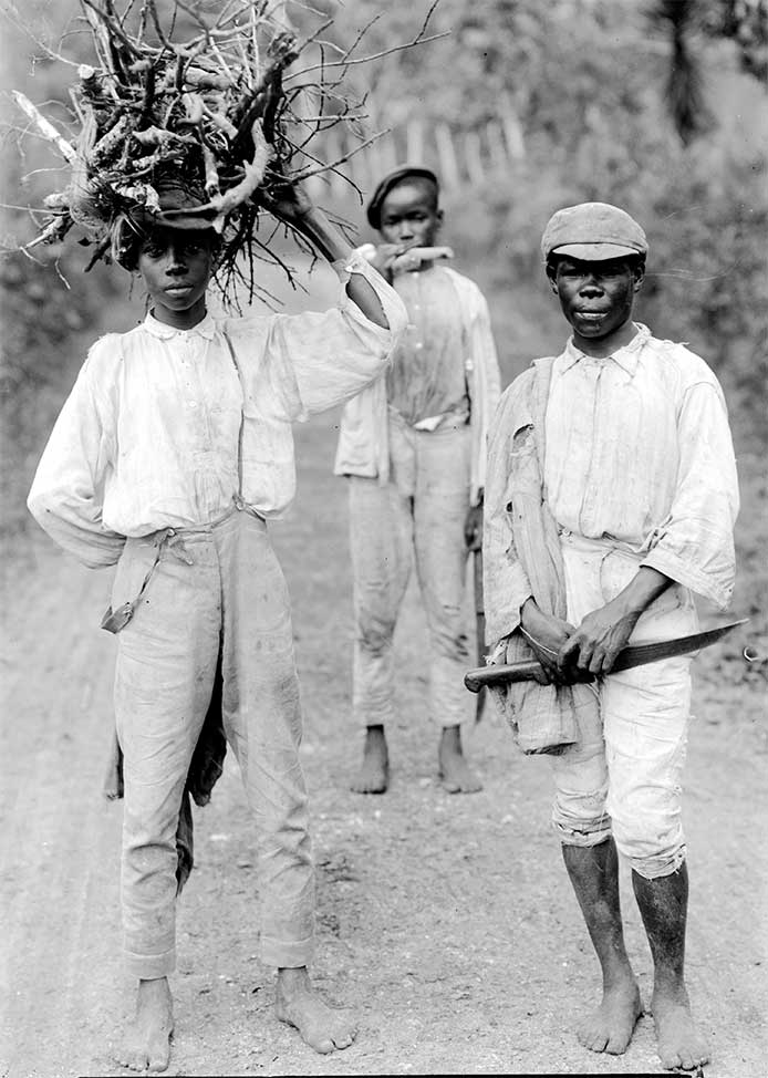 Maroon Boys collecting wood 1908. Image by H. H. Johnston via http://arcthemagazine.com