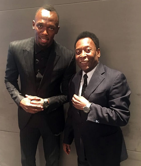Legends: Usain Bolt and Pele via Instagram
