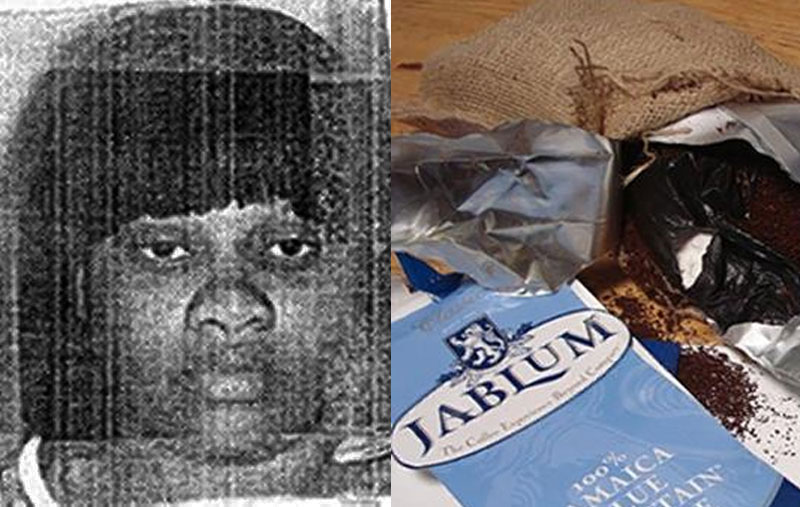 Sherese L. Drake, 26 (left) via PAPD - Coffee bag containing white powder via US Customs and Border Protection