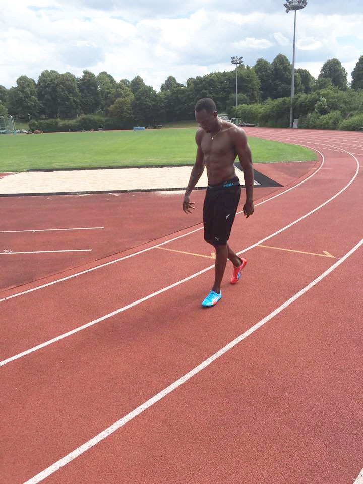 Bolt posts photo of himself on a track as he prepares for the London Anniversary Games