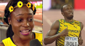  Elaine Thompson (left) via Youtube | Usain Bolt via Youtube
