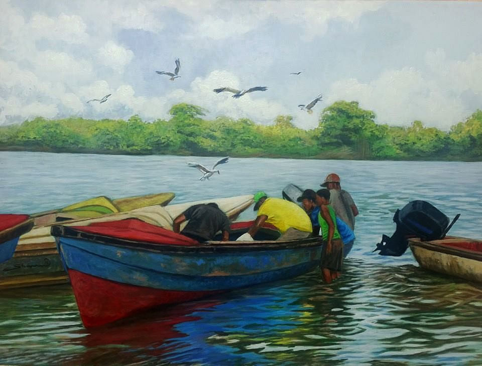 Fishermen in Old Harbour by Shaun Reid