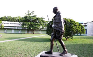 Bronze statue of Mahatma Gandhi at Inspiration Park at the University of the West Indies, Mona campus via jamaica-gleaner.com