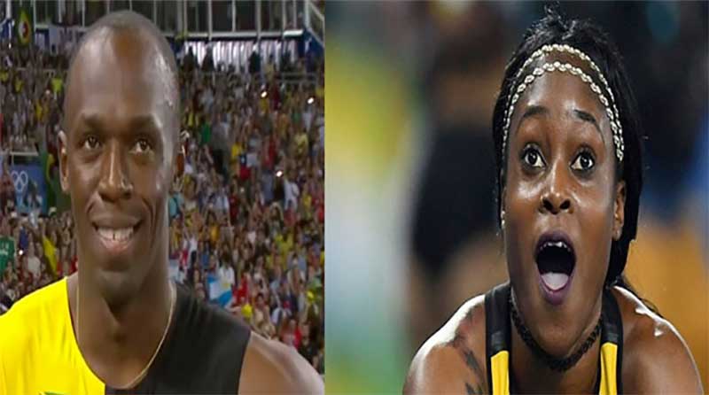Usain Bolt (left) Elaine Thompson (centre)